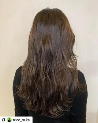 セミロング カラー オリーブカラー 特化　　kaiのヘアスタイル