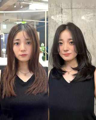 セミロング レイヤー特化/小顔顔 周り/セノ/表参道のヘアスタイル