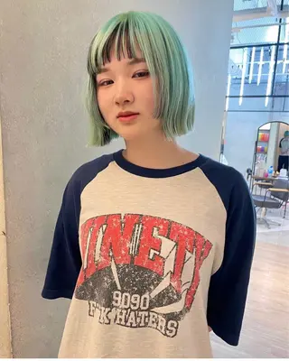 ミディアム ハイトーン/レイヤー nail 百咲💌のヘアスタイル