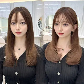 セミロング レイヤーカット/ 顔まわり/アオイのヘアスタイル