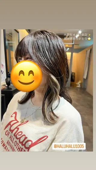 ミディアム カラー 川村 綾のヘアスタイル
