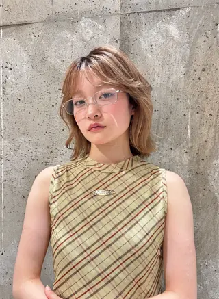 セミロング カラー パーマ mina🪐立川駅/ レイヤー/ボブのヘアスタイル