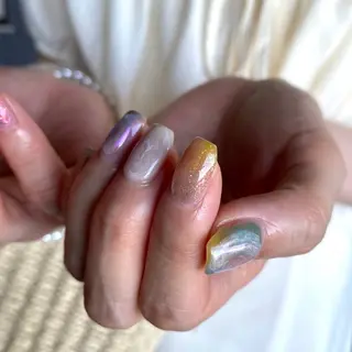 ネイル amuse 手書きニュアンスのネイルデザイン