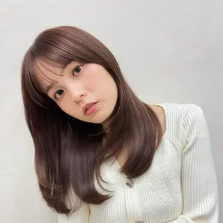 ミディアム カラー パーマ コテ巻き/パーマ/艶 透明感/荻原凜太郎のヘアスタイル