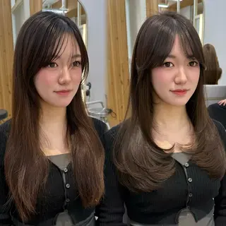 セミロング カラー 似合わせレイヤー/ 透明感カラーのヘアスタイル