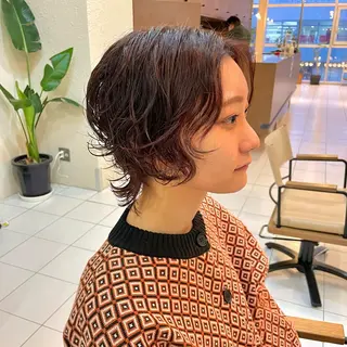 ミディアム パーマ 透明感カラー/ 寺田千雅子のヘアスタイル