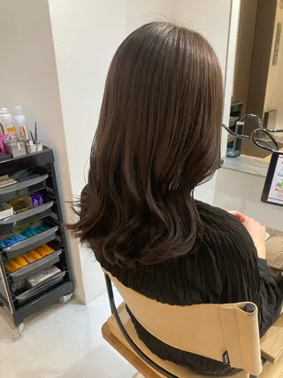 ミディアム ✨色持ちの良い艶 カラー✨蟹江真世のヘアスタイル