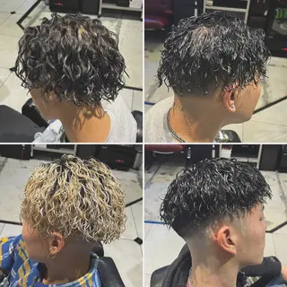 ミディアム カラー パーマ メンズ &CREW スタッフのヘアスタイル