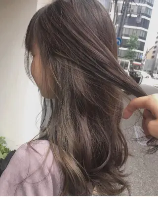 ロング カラー 安永 涼のヘアスタイル