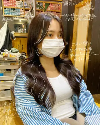 セミロング カラー 【韓国レイヤー特化 ハッシュカット】のヘアスタイル