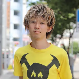 ミディアム カラー メンズ joh/メンズカット /ブリーチ/矢場町栄のヘアスタイル