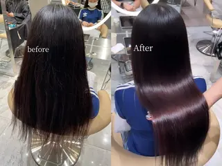 ロング ゆらんちょ/ブリーチ 無w/縮毛矯正/暖色のヘアスタイル