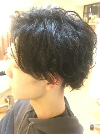 ミディアム パーマ メンズ メンズカット 三村洸斗のヘアスタイル