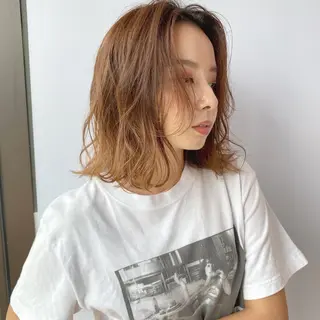 ミディアム カラー ボブ・レイヤーカット 吉敷航一のヘアスタイル