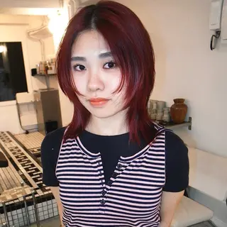 ミディアム カラー 楪所属・チヒロ/パーマ /ハードパーマのヘアスタイル