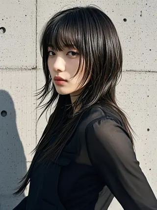 ロング ウルフカット 811 大阪梅田 ウルフのヘアスタイル