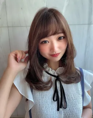 ミディアム 木屋元一/透明感 /前髪/韓国ヘアのヘアスタイル