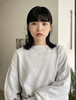 セミロング カラー レイヤーカット ボブパーマNo.1のヘアスタイル