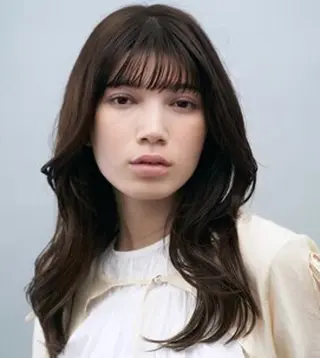 ロング ショートパーマ カットモデルのヘアスタイル