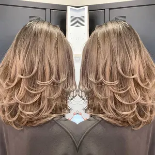 ミディアム カラー ヘアアレンジ アンドウ ユウ/ レイヤーカット/韓国のヘアスタイル