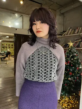 ミディアム ハイトーン/顔まわり レイヤー/YUKAのヘアスタイル