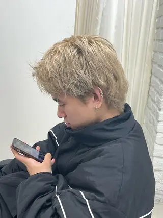 カラー 【シャドウパーマ センターパート】義心のヘアスタイル