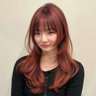 セミロング 🌹ハッシュカット、 レイヤー韓国ヘア🌹のヘアスタイル