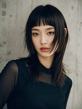 ミディアム ウルフカット 811 大阪梅田 ウルフのヘアスタイル