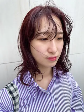 ミディアム カラー パーマ tatsumi/ボブ ウルフ/レイヤーのヘアスタイル