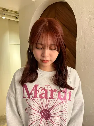 ミディアム カラー 加藤好/カットモデル /暖色カラー🍒🧡のヘアスタイル