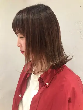 ミディアム カラー 🫧透明感カラー/ ボブ/小笠原汐海🪽のヘアスタイル
