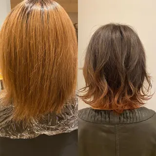 ミディアム カラー 大久保 優香のヘアスタイル