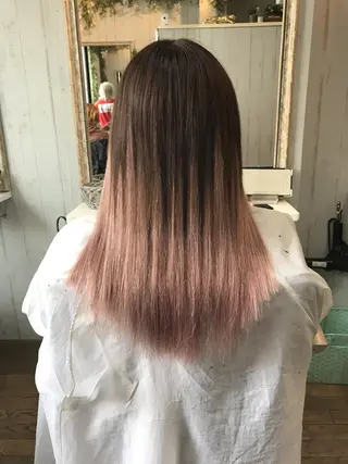 ロング カラー ヘアアレンジ チビ編み込みエクステ シールEXどぅ〜すのヘアスタイル