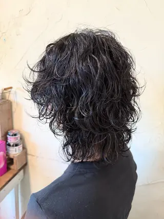 ミディアム パーマ メンズ特化/パーマ指 名No.1/百瀬太郎のヘアスタイル