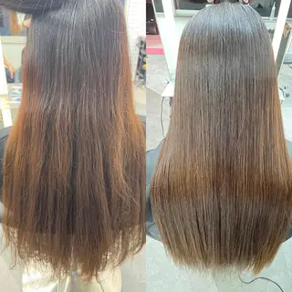 セミロング 山崎/ボブ縮毛矯正 レイヤー髪質改善のヘアスタイル