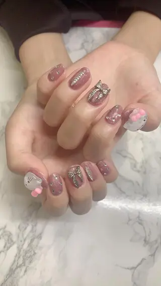 ネイル はな💎ネイル ワンホン、長さ出しのネイルデザイン