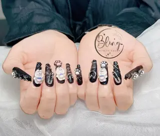 ロング 波 なみのネイルデザイン