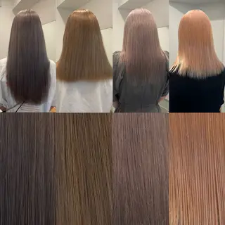 ロング カラー 切りっぱなしボブ レイヤー/縮毛矯正のヘアスタイル