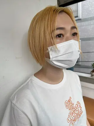 ショート カラー pole/apartment所属・💓パーマ，💗 レイヤーカットのヘアスタイル