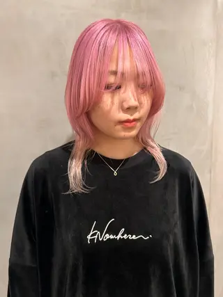 ミディアム カラー 顔まわり/暖色 可愛い特化🎀ゆうなのヘアスタイル