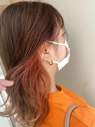 セミロング カラー ハイトーン/ウルフ /レイヤー/坂野幸伸のヘアスタイル