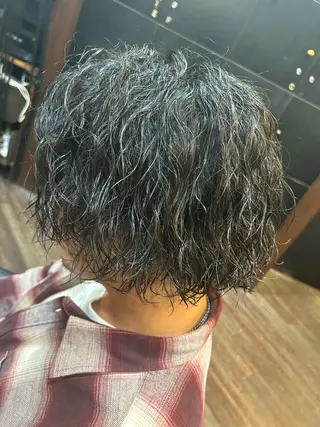 ミディアム パーマ メンズ 大阪/梅田/シャドウ パーマ/ノボリユウタのヘアスタイル