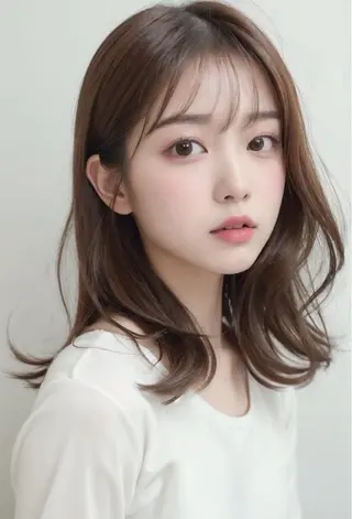 ミディアム 🩵髪質改善🩵 韓国ヘア🩵花澤みりのヘアスタイル