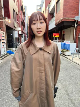 セミロング カラー 顔周りレイヤー/韓国 ブリーチminamiのヘアスタイル