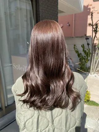 セミロング カラー グレージュ/透明感/ 韓国ヘア/RISAのヘアスタイル