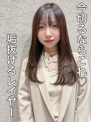 ロング カラー レイヤー/韓国 ハイトーン興津史弥のヘアスタイル