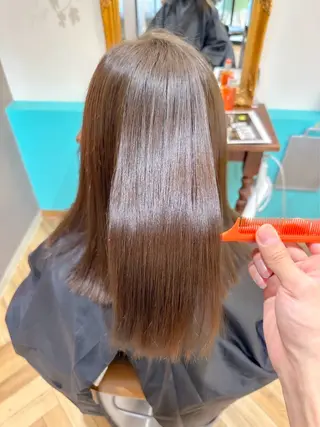 セミロング パーマ ストンボブ/レイヤー 艶カラー💎ヒデジのヘアスタイル