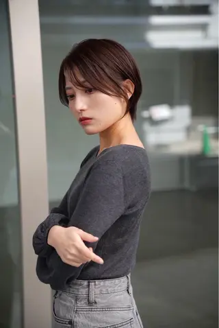 ショート 透明感カラー/伊藤 陸/soigneのヘアスタイル