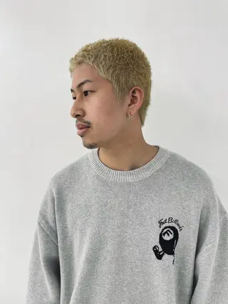 カラー メンズ スパイキーパーマ 柏NO1 藤本葉のヘアスタイル