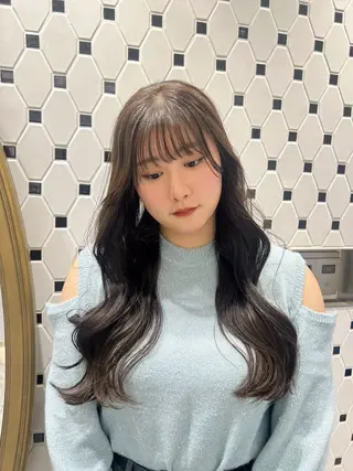 ロング カラー ヘアアレンジ コテ巻き風パーマ 銀座RINOSEのヘアスタイル